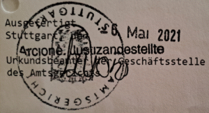 Stempel vom Amtsgericht Stuttgart
