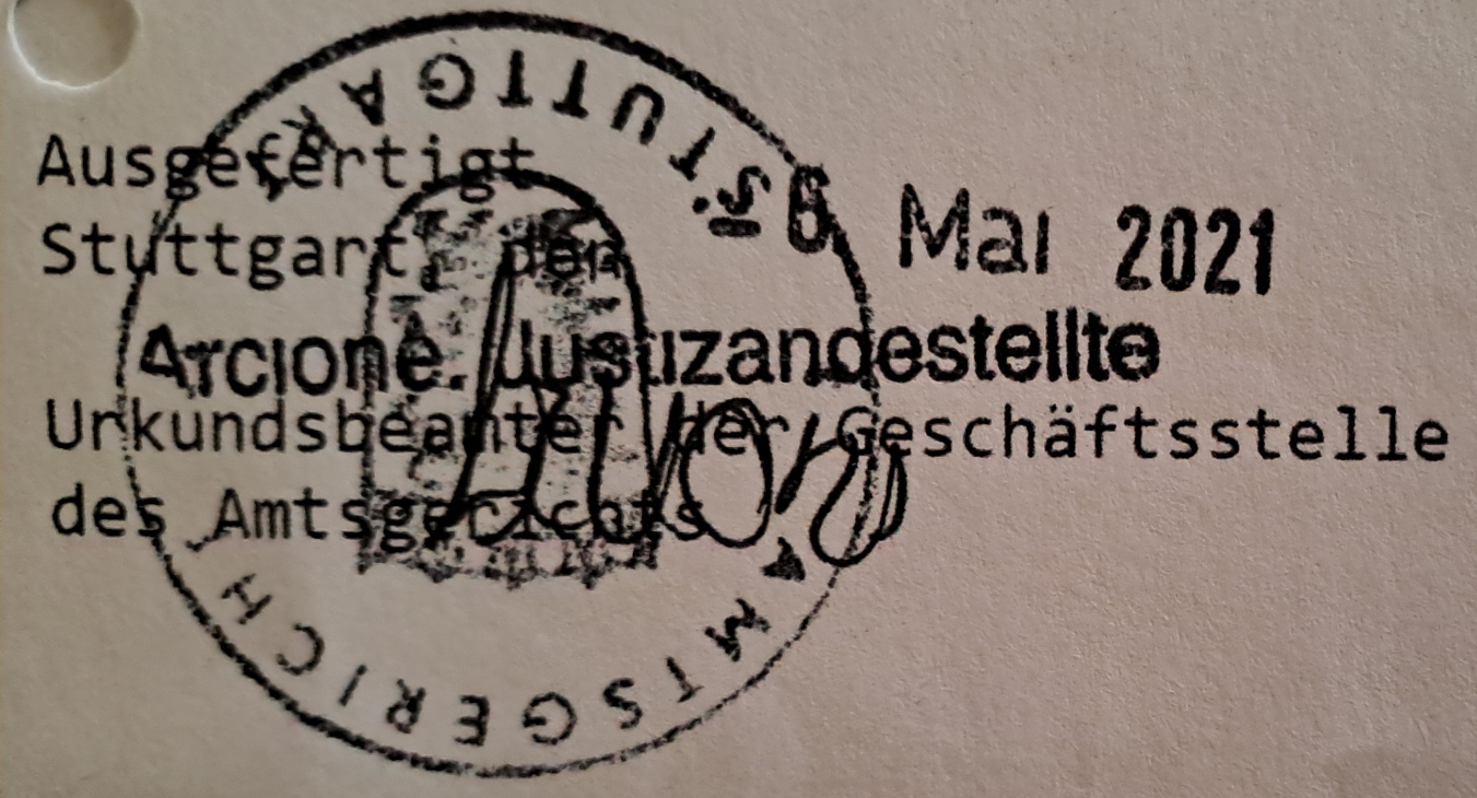 Stempel vom Amtsgericht Stuttgart
