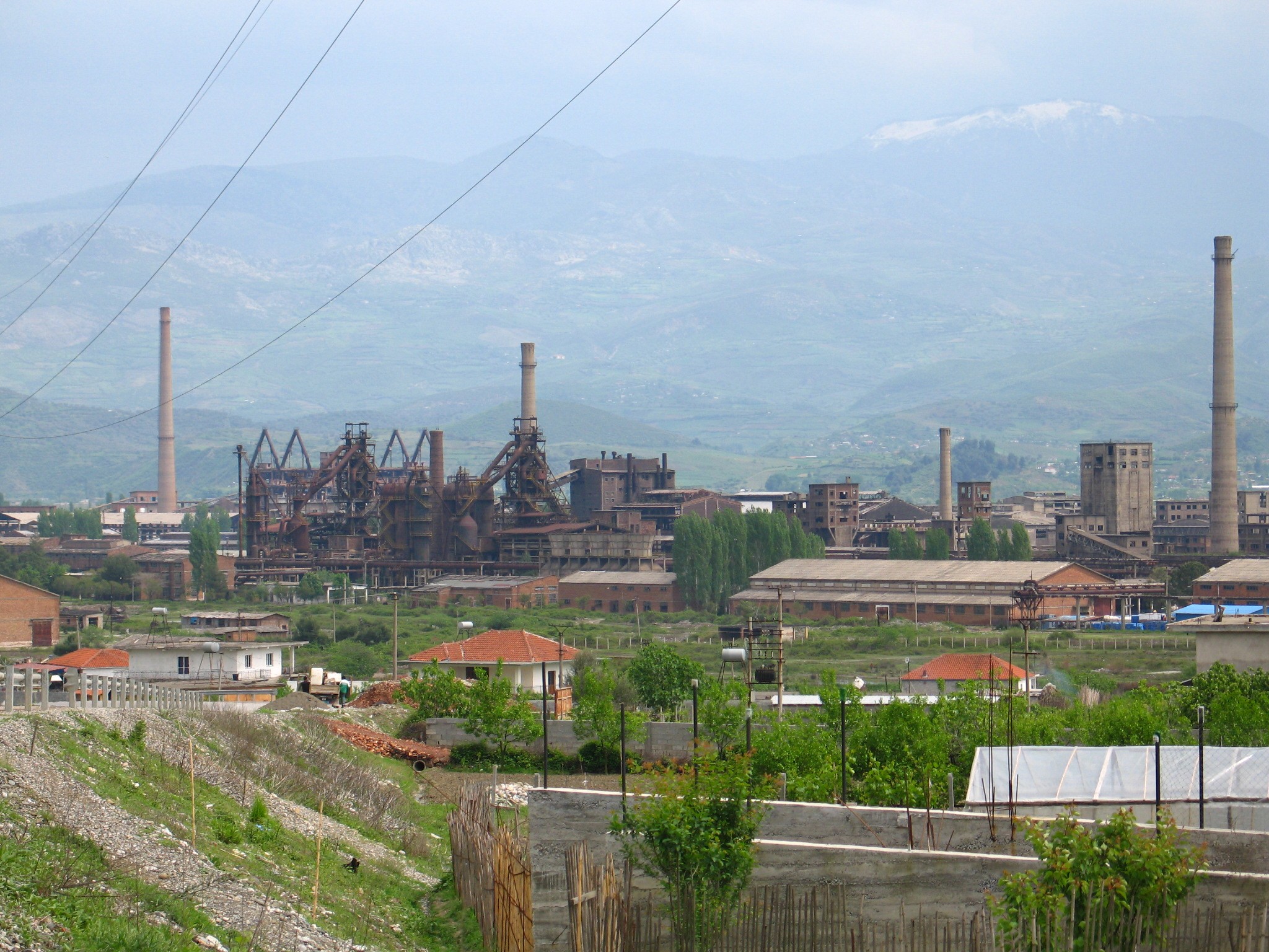 Kombinati Metalurgjik in Elbasan illustrating Albania’s political system of poverty and industrial decline