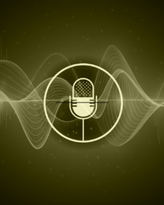 Studio microphone with sound waves symbolizing media power and influence