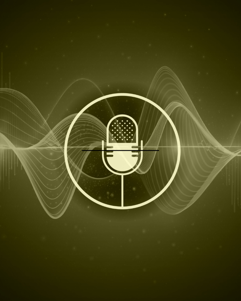 Studio microphone with sound waves symbolizing media power and influence