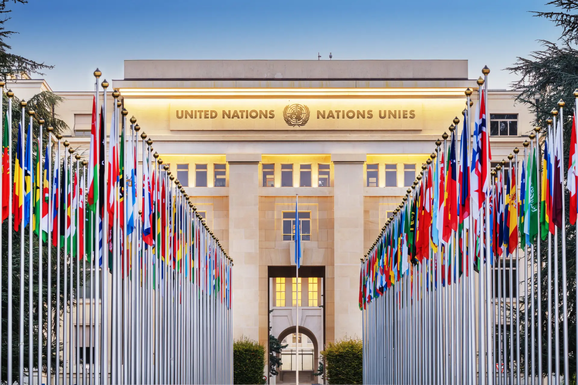 United Nations building in Geneva during stalled Ukraine–Russia talks
